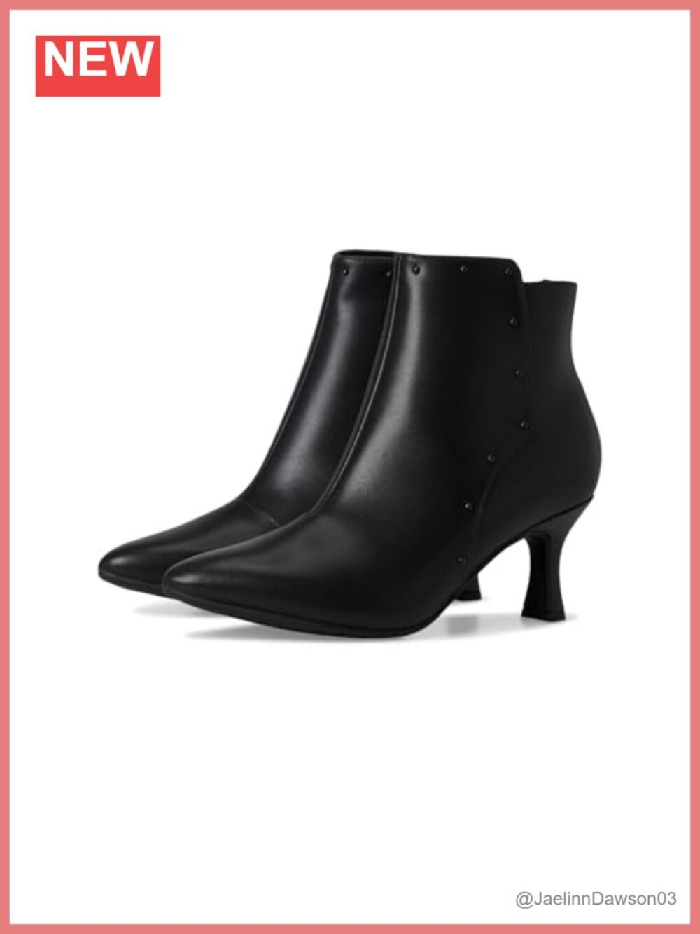 Women's Pointed Toe Ankle Booties Kitten Heel Studded Boots